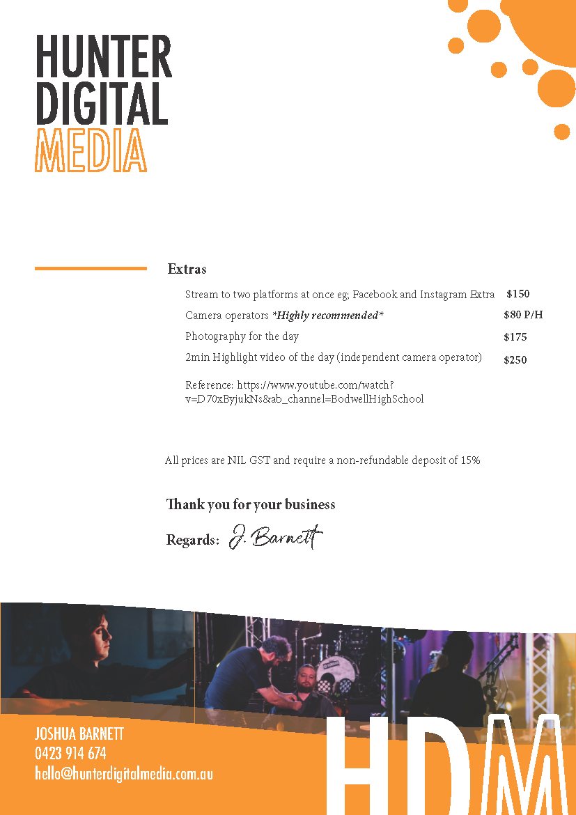 Hunter Digital Media school live streaming packages page three