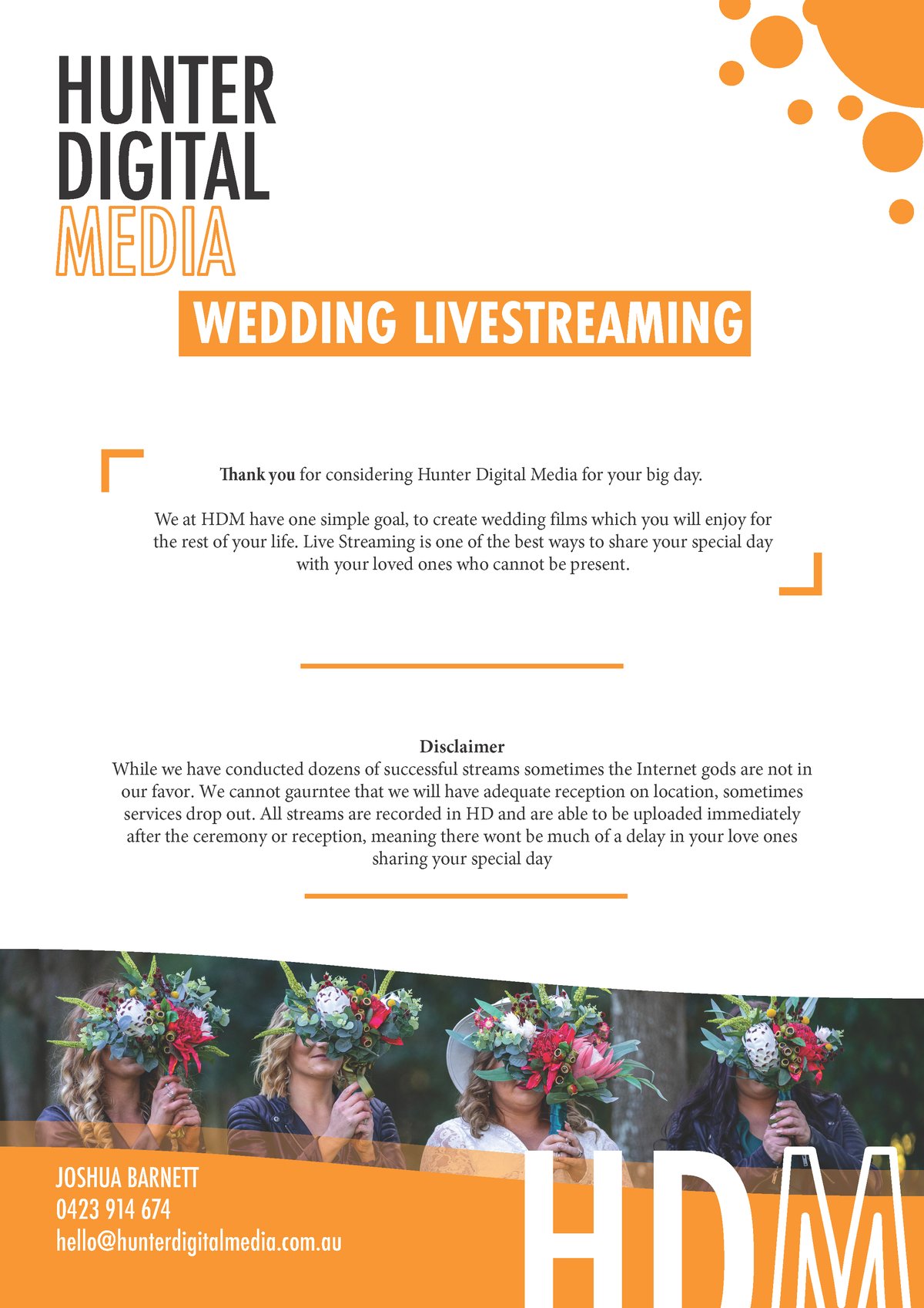 Wedding live streaming pricing page 1